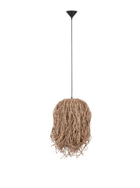 Nova Luce Hay - hanglamp - Ø 32 x 200 cm - natuurlijk zeegras en zwart
