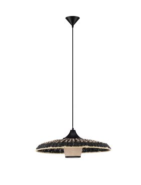 Nova Luce Capa - hanglamp - Ø 61 x 200 cm - natuurlijk en zwart