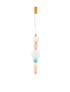 Nova Luce Obrie - hanglamp - Ø 20 x 215 cm - 23W LED incl. - messing goud, oranje, blauw en paars