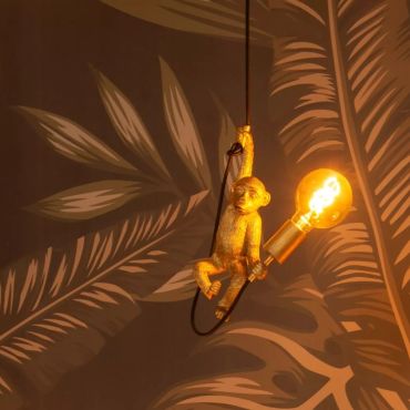 Lucide Extravaganza Chimp - hanglamp - Ø 18 x 185 cm - zwart en goud
