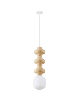 Nova Luce Clio - hanglamp - Ø 18 x 240 cm - geel en opaalglas