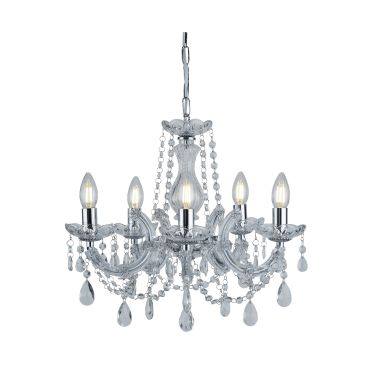 Searchlight Marie Therese - luster - Ø 48 x 90 cm - chroom