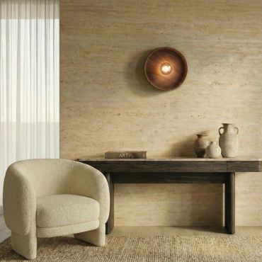 VK Lighting Halo - wand- en plafondlamp - Ø 40 x 14 x 8 cm - walnoot