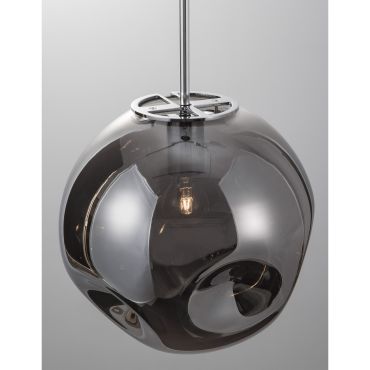 Nova Luce Mayan - hanglamp - Ø 30 x 120 cm - chroom en rookgrijs