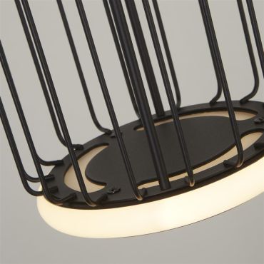 Searchlight Circolo - hanglamp - 90 x 150 cm - 3 stappen dimbaar - 35W LED incl. - zwart en wit
