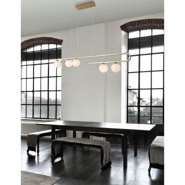 Nova Luce Cantona - hanglamp - 113 x 10 x 180 cm - messing goud en wit