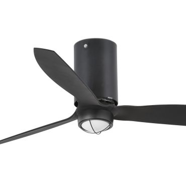 Faro Mini Tube - plafondventilator met licht en afstandsbediening - Ø 128 cm - 17W LED incl. - mat zwart