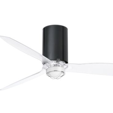 Faro Mini Tube - plafondventilator met licht en afstandsbediening - Ø 128 cm - 17W LED incl. - zwart en transparant