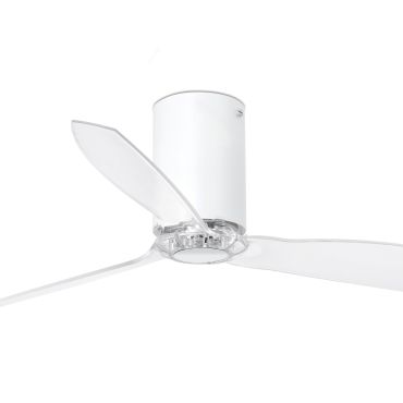 Faro Mini Tube - plafondventilator met afstandsbediening - Ø 128 cm - mat wit en transparant