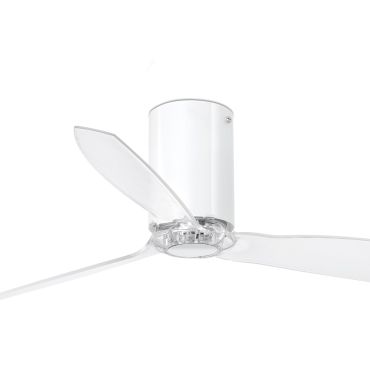 Faro Mini Tube - plafondventilator met afstandsbediening - Ø 128 cm - wit en transparant