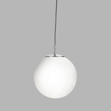Searchlight Atom - hanglamp - Ø 25 x 120 cm - satijn zilver en glanzend opaal