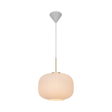 Nordlux Milford 30 - hanglamp - Ø 30 x 238 cm - opaal wit en messing