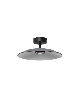 Nova Luce Polifemo - plafondlamp - Ø 40 x 16 cm - 12W LED incl. - rokerig glas en zandzwart