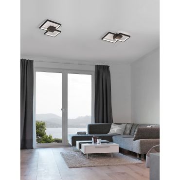 Nova Luce Porto - plafondverlichting - 32 x 32 x 6 cm - 19W LED incl. - zand zwart