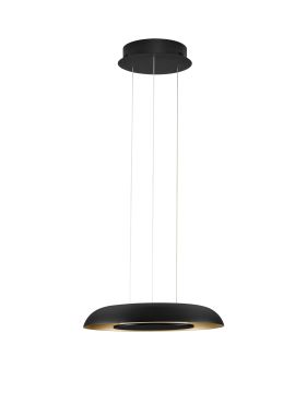 Nova Luce Epos - hanglamp - Ø 40 x 145 cm - 24W dimbare LED incl. - zandzwart en geborsteld goud