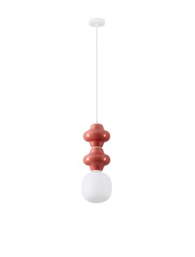 Nova Luce Clio - hanglamp - Ø 18 x 215 cm - rood, wit en opaalglas