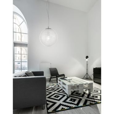 Nova Luce Frozen - hanglamp - Ø 25 x 120 cm - transparant en chroom