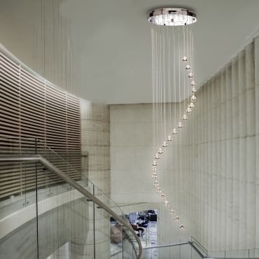 Searchlight Hallway - hanglamp - Ø 30 x 180 cm - chroom en transparant