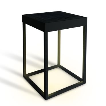 ONE Light - tuinpaal op zonne-energie met nacht sensor en USB - 18,5 x 18,5 x 30 cm - 2,2W dimbare LED incl. - IP65 - zwart