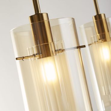 Searchlight Duo III - hanglamp - 71 x 13 x 130 cm - brons en champagne