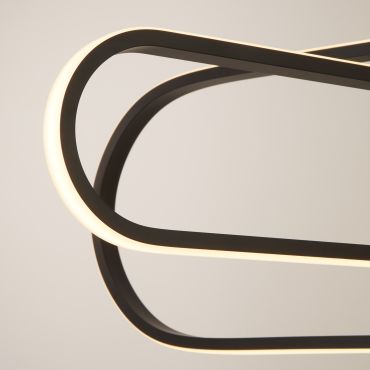 Searchlight Clip - hanglamp - 80 x 120 cm - 53W LED incl. - zwart en opaal