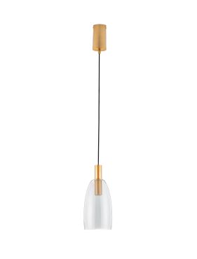 Nova Luce Imatia - hanglamp - Ø 14,5 x 215 cm - 7W LED incl. - messing goud en rokerig glas