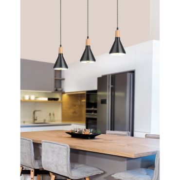 Nova Luce Venanzio - hanglamp - Ø 12,5 x 120 cm - zwart