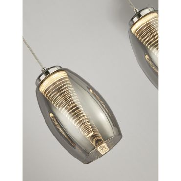 Searchlight Cyclone - hanglamp - 75,5 x 11,5 x 150 cm - 21W dimbare LED incl. - chroom en gerookt glas