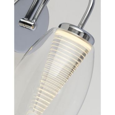 Searchlight Cyclone - wandverlichting met trekschakelaar - 11,5 x 26,5 cm - 6W LED incl. - chroom en transparant