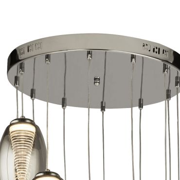Searchlight Cyclone - hanglamp - Ø 52 x 200 cm - 63W dimbare LED incl. - chroom en gerookt glas