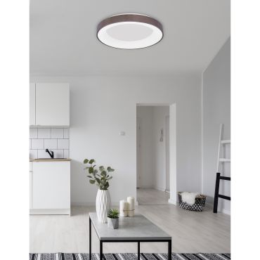 Nova Luce Rando Thin - plafondverlichting - Ø 60 x 9 cm - 50W dimbare LED incl. - geborstelde koffie