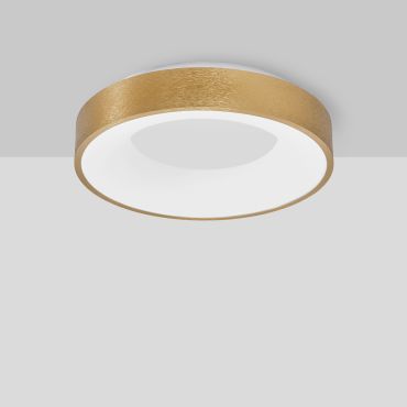 Nova Luce Rando Thin - plafondverlichting - Ø 38 x 9 cm - 30W dimbare LED incl. - geborsteld goud