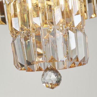 Searchlight Empire - plafondverlichting - Ø 34 x 33 cm - IP44 - satijn messing en champagne