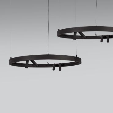 Nova Luce Loop 01 - rond magnetisch pendel profiel - Ø 90 x 120 cm - zwart