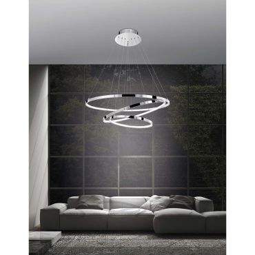 Nova Luce Aria - hanglamp - Ø 80 x 120 cm - 145W dimbare LED incl. - chroom