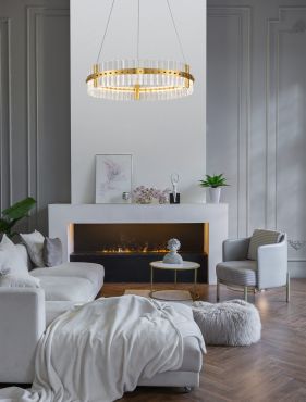 Nova Luce Kezo - hanglamp - Ø 60 x 130 cm - 45W dimbare LED incl. - goud