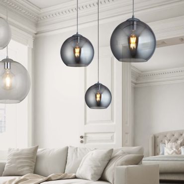 Searchlight Balls - hanglamp - Ø 25 x 120 cm - gerookt glas