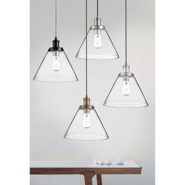 Searchlight Pyramid - hanglamp - Ø 29 x 100 cm - transparant en chroom