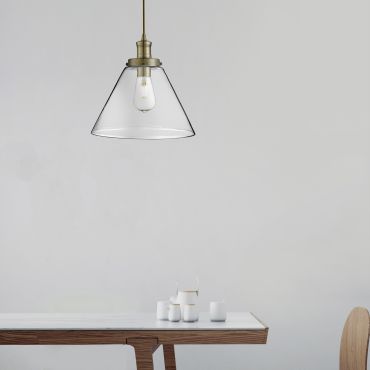 Searchlight Pyramid - hanglamp - Ø 29 x 100 cm - antiek messing
