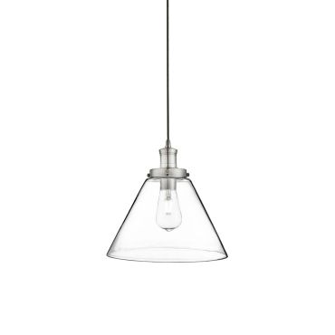 Searchlight Pyramid - hanglamp - Ø 29 x 100 cm - transparant en satijn zilver