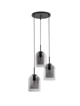 Nova Luce Velor 3L - hanglamp - Ø 30 x 185 cm - rookglas en zwart