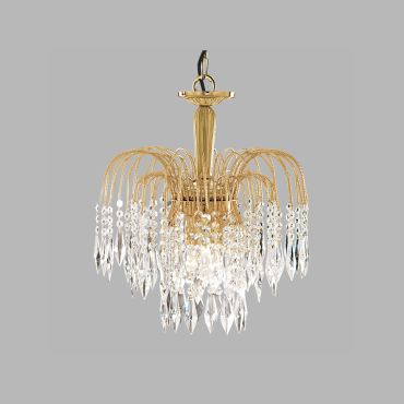 Searchlight Waterfall - hanglamp - Ø 42 x 98 cm - goud en transparant