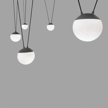 Faro Mine - hanglamp 5L - donkergrijs - glas