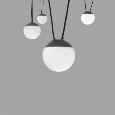 Faro Mine - hanglamp 4L - donkergrijs - glas
