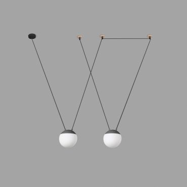 Faro Mine - hanglamp 2L - donkergrijs - glas