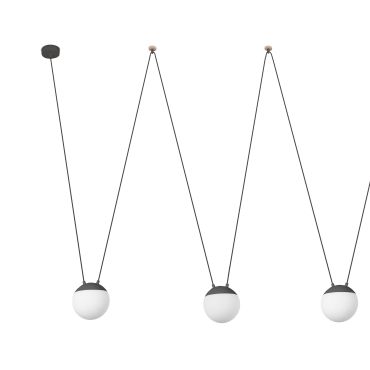 Faro Mine - hanglamp 3L - donkergrijs - kunststof