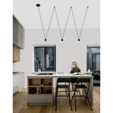 Nova Luce Nocci - hanglamp - 320 x 112 cm - 3 x 4,5W LED incl. - zwart