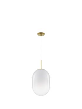 Nova Luce Chrysi - hanglamp - Ø 24 x 120 cm - messing goud en wit
