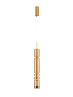 Nova Luce Bento - hanglamp - Ø 8 x 180 cm - 12W LED incl. - messing goud en cognacglas