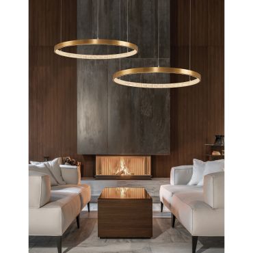 Nova Luce Preston - hanglamp - Ø 80 x 120 cm - 50W dimbare LED incl. - antiek goud messing